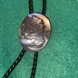 Sterling Silver Hopi Mudhead Bolo Tie signed L L.